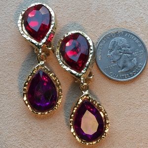 NWOT Tacoa Beautiful Red & Purple Clip Earrings
